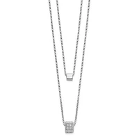 Sterling Silver CZ Multi-strand with 2in Necklace - 16-18"