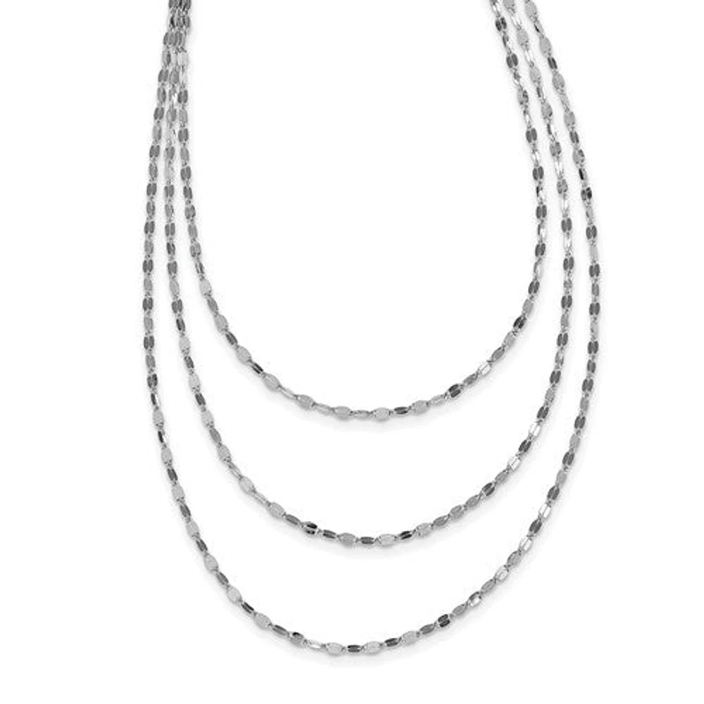 Sterling Silver Rhodium-plated Polished Multi-strand Necklace - 17.5"