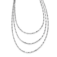 Sterling Silver Rhodium-plated Polished Multi-strand Necklace - 17.5"