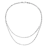 Sterling Silver Rhodium-plated Polished Double-strand Necklace