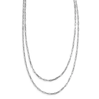 Sterling Silver Rhodium-plated Multi-strand Layered Paperclip Necklace with 2in Ext. Necklace 16-18"