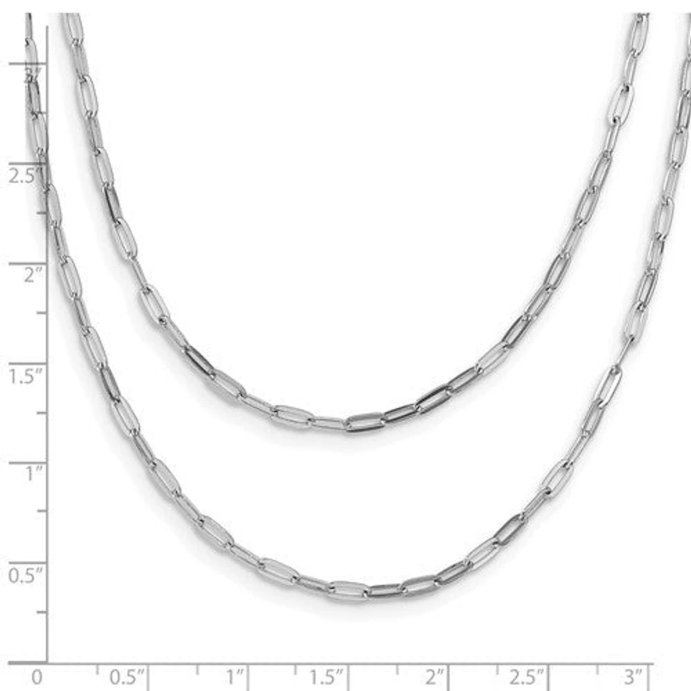 Sterling Silver Rhodium-plated Multi-strand Layered Paperclip Necklace with 2in Ext. Necklace 16-18"