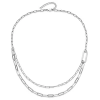 Sterling Silver Rhodium-plated Multi-layer Paperclip Chain with 2in ext Necklace - 20-22"