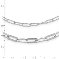 Sterling Silver Rhodium-plated Multi-layer Paperclip Chain with 2in ext Necklace - 20-22"