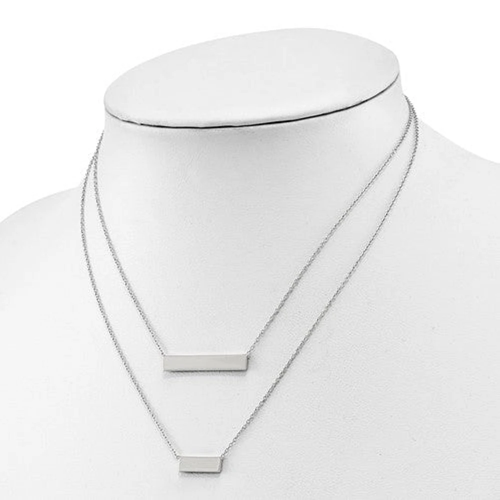 Sterling Silver Double Bar Necklace - 16"