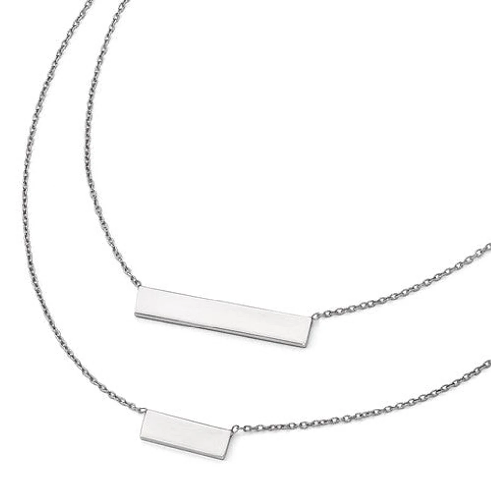Sterling Silver Double Bar Necklace - 16"