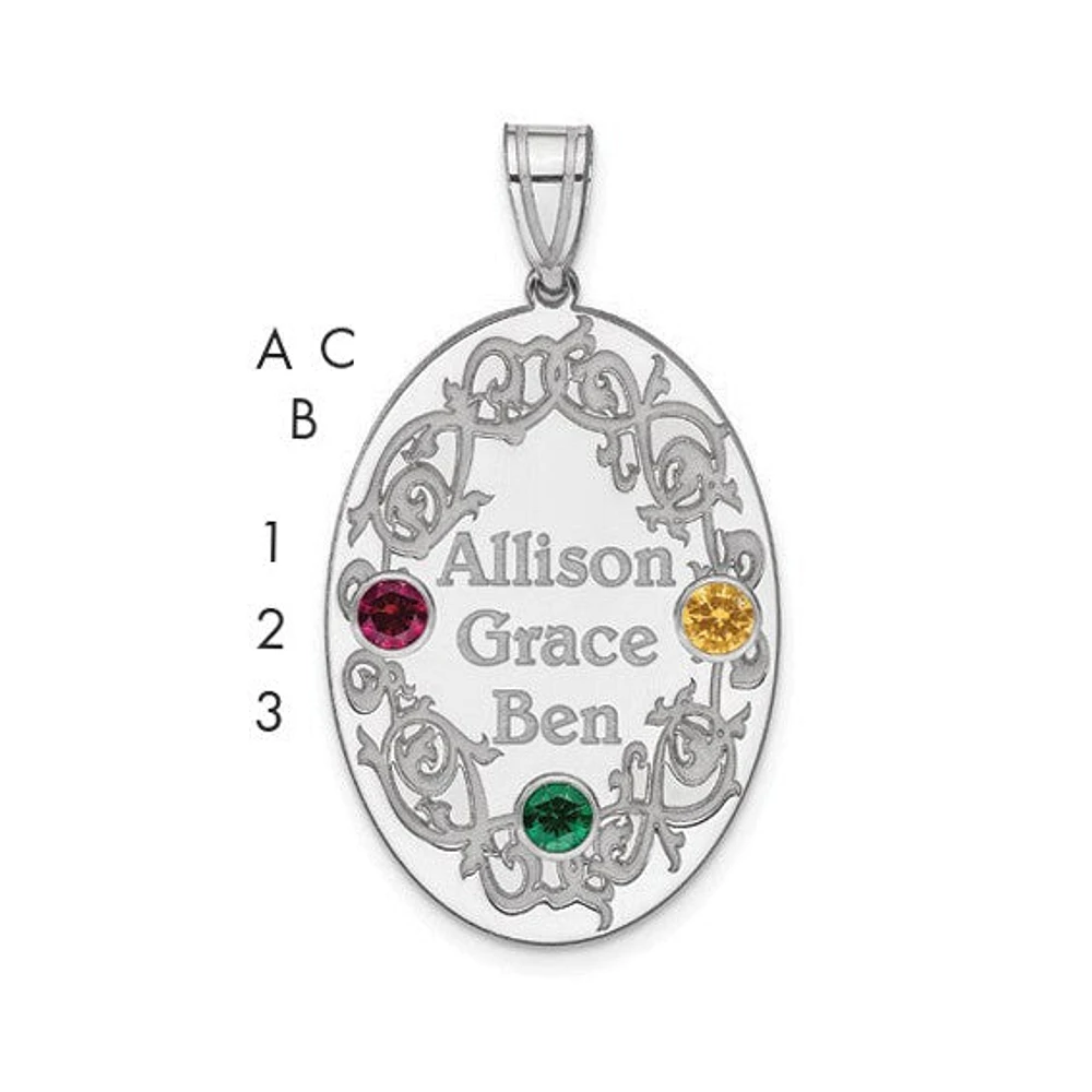 Sterling Silver Crystal Family Pendant (up to 4 names and birthstones)