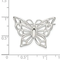 Sterling Silver Polished Butterfly Pin Brooch