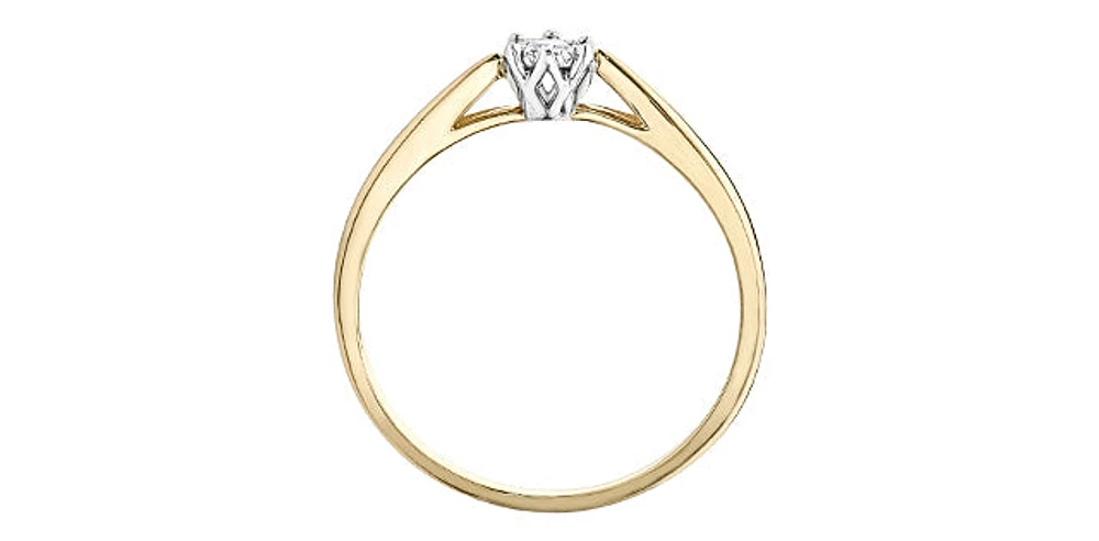 10K Yellow & White Gold 0.05cttw Diamond Promise / Engagement Ring, Size 6.5