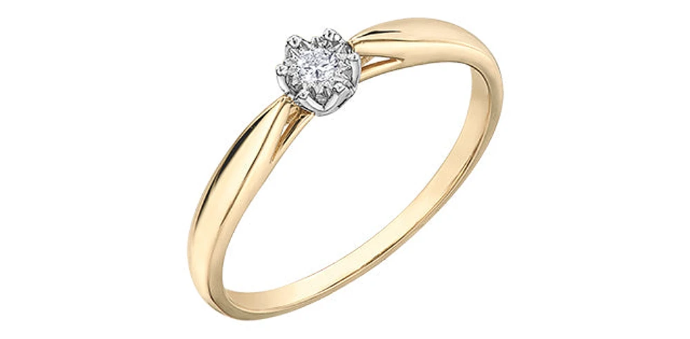 10K Yellow & White Gold 0.05cttw Diamond Promise / Engagement Ring, Size 6.5