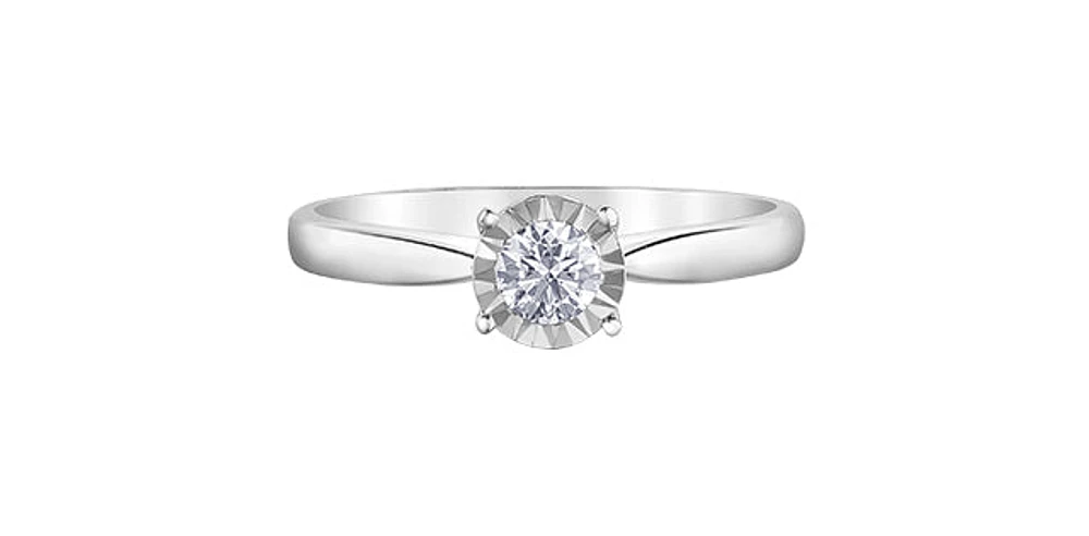 10K White Gold 0.25cttw Round Brilliant Cut Diamond Engagement Ring, size 6.5