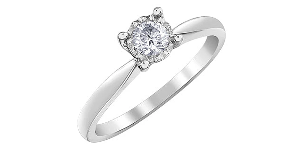 10K White Gold 0.25cttw Round Brilliant Cut Diamond Engagement Ring, size 6.5