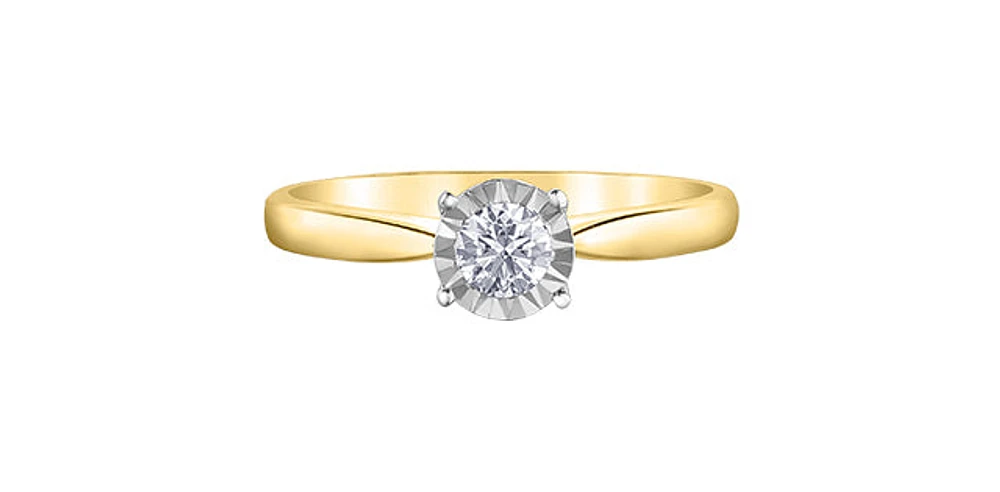 10K Yellow Gold 0.25cttw Round Brilliant Cut Diamond Engagement Ring, 6.5 - / White