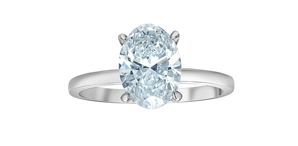 14K White gold 1.07Cttw Lab Grown Oval Cut Diamond Engagement / Anniversary Ring With Hidden Halo
