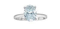 14K White gold 1.07Cttw Lab Grown Oval Cut Diamond Engagement / Anniversary Ring With Hidden Halo