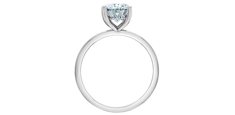 14K White gold 1.07Cttw Lab Grown Oval Cut Diamond Engagement / Anniversary Ring With Hidden Halo