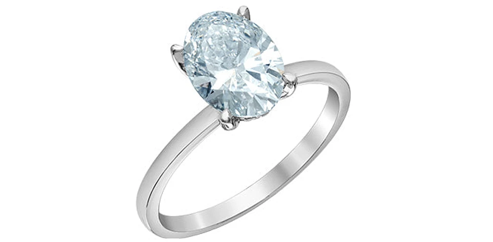 14K White gold 1.07Cttw Lab Grown Oval Cut Diamond Engagement / Anniversary Ring With Hidden Halo