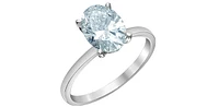 14K White gold 1.07Cttw Lab Grown Oval Cut Diamond Engagement / Anniversary Ring With Hidden Halo