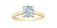 14K Lab Grown 0.50-3.00cttw Four Claw Diamond Ring - Gold / Carat Weight Round Brilliant
