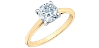 14K Lab Grown 0.50-3.00cttw Four Claw Diamond Ring - Gold / Carat Weight Round Brilliant