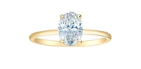 14K Lab Grown 1.00 cttw Oval Shape Four Claw Diamond Ring - Gold / 4