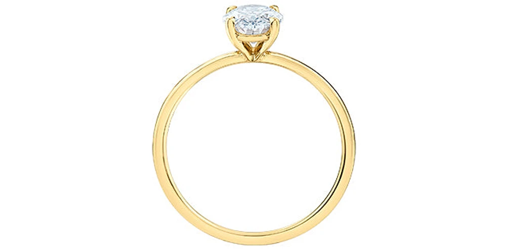 14K Lab Grown 1.00 cttw Oval Shape Four Claw Diamond Ring - Gold / 4