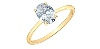 14K Lab Grown 1.00 cttw Oval Shape Four Claw Diamond Ring - Gold / 4