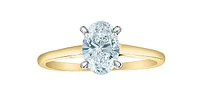 14K Lab Grown 1.00cttw Oval Shape Four Claw Diamond Ring - Gold / 4