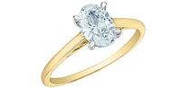 14K Lab Grown 1.00cttw Oval Shape Four Claw Diamond Ring - Gold / 4
