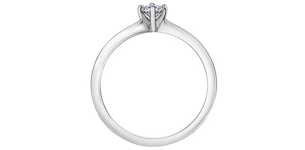 10K White Gold 0.18cttw Canadian Diamond Engagement Ring, 6.5