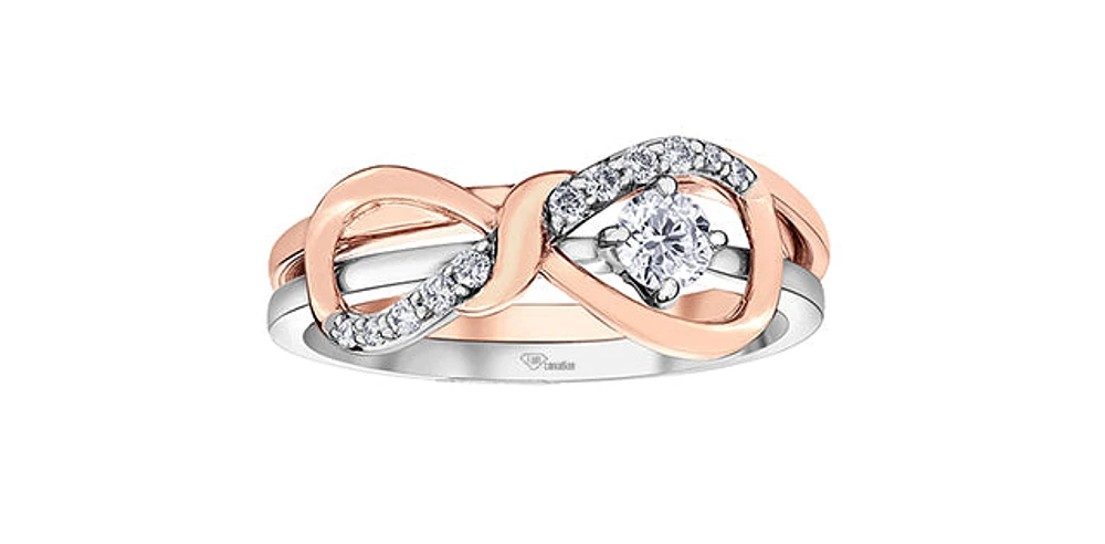 10K White Gold 0.18cttw Canadian Diamond Engagement Ring, 6.5