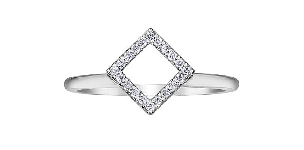 10K White Gold 0.20cttw Canadian Diamond Princess Cut Engagement Ring, 6.5