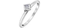 10K White Gold 0.20cttw Canadian Diamond Princess Cut Engagement Ring, 6.5