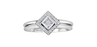 10K White Gold 0.20cttw Canadian Diamond Princess Cut Engagement Ring, 6.5