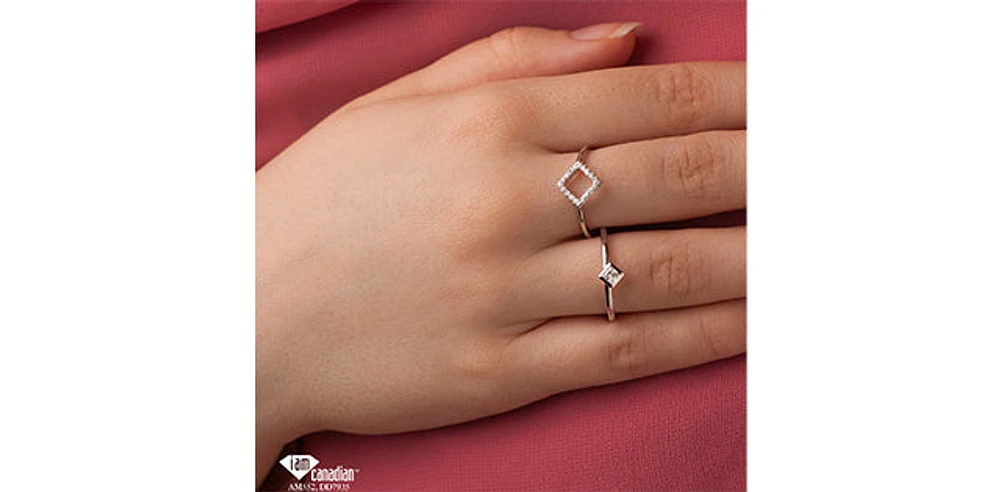 10K White Gold 0.20cttw Canadian Diamond Princess Cut Engagement Ring, 6.5