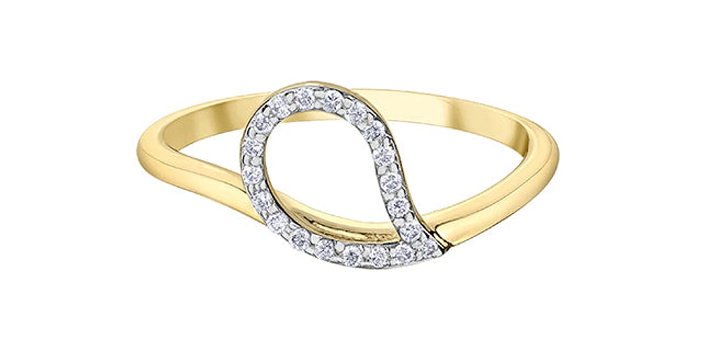 10K Yellow Gold 0.23Cttw Canadian Diamond Pear Cut Engagement Ring - /