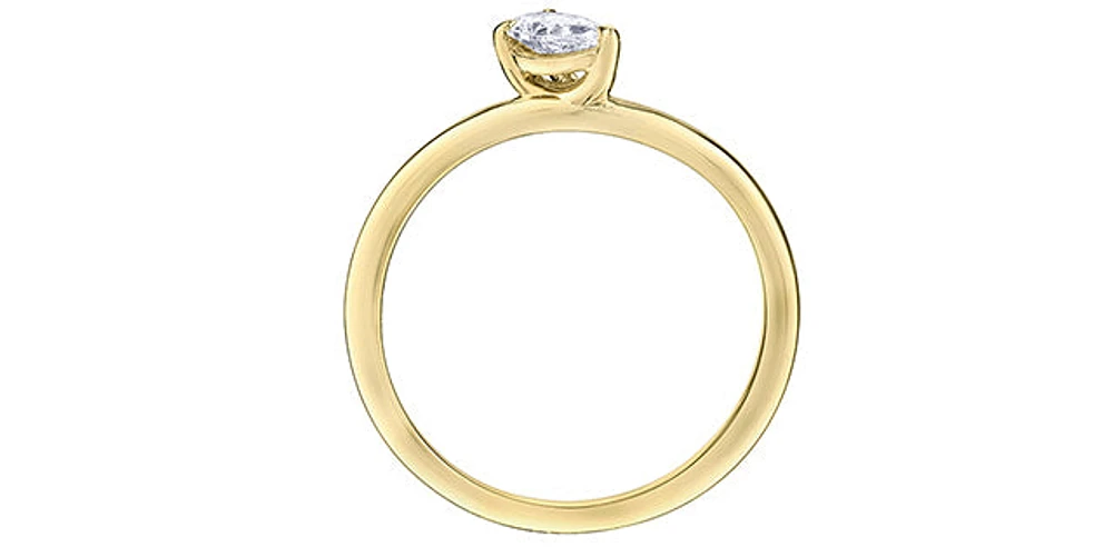 10K Yellow Gold 0.23Cttw Canadian Diamond Pear Cut Engagement Ring - /