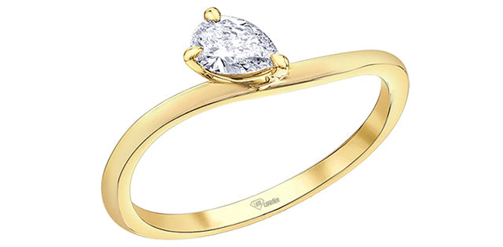10K Yellow Gold 0.23Cttw Canadian Diamond Pear Cut Engagement Ring - /
