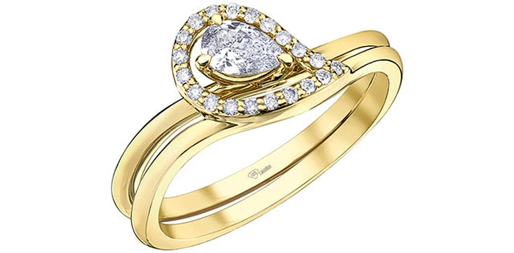 10K Yellow Gold 0.23Cttw Canadian Diamond Pear Cut Engagement Ring - /