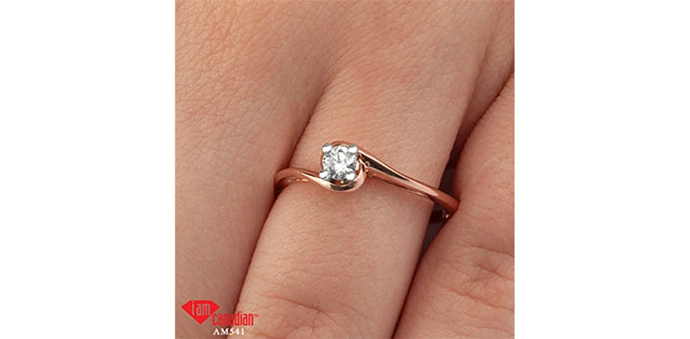 10K Rose Gold 0.14cttw Round Brilliant Cut Canadian Diamond Engagement Ring