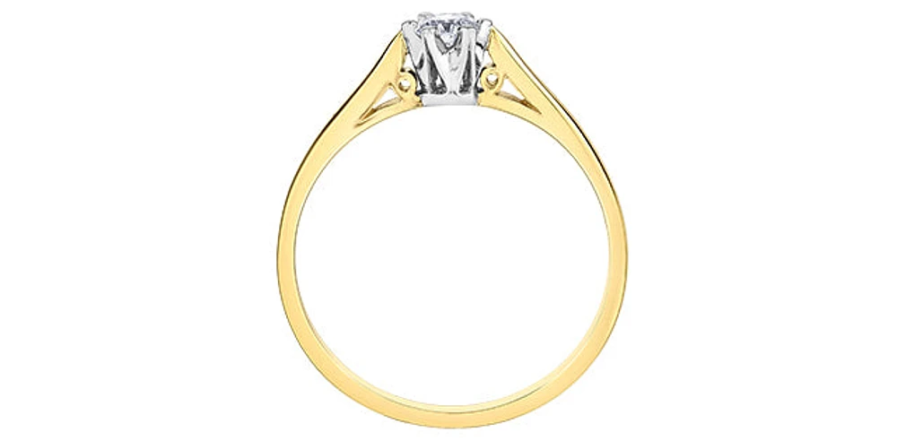 10K Yellow Gold 0.18cttw Round Brilliant Cut Canadian Diamond Engagement Ring