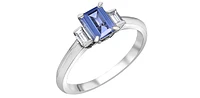 14K White Gold 0.60cttw Tanzanite and 0.10cttw Diamond Ring, size 6.5
