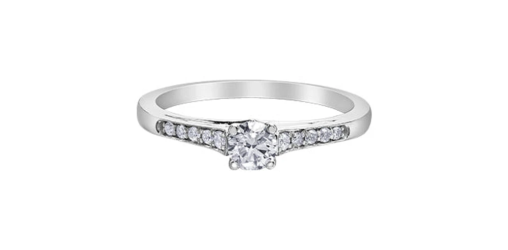 10K White Gold 0.33cttw Round Brilliant Cut Canadian Diamond Engagement Ring - / 4.5