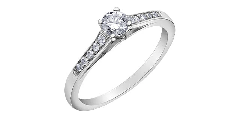 10K White Gold 0.33cttw Round Brilliant Cut Canadian Diamond Engagement Ring - / 4.5