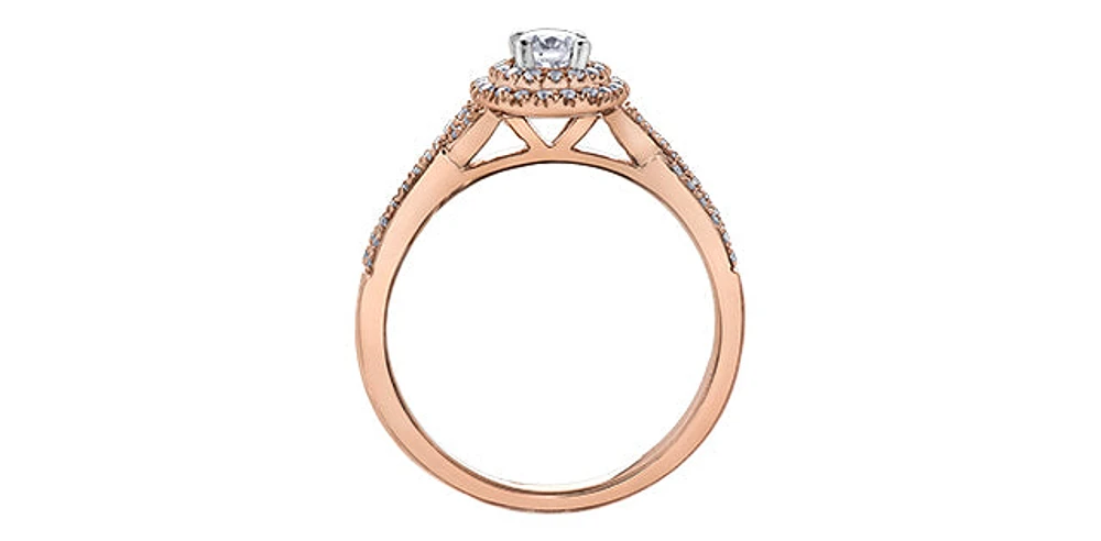 10K Rose Gold 0.23cttw Canadian Diamond Ring, size 6.5