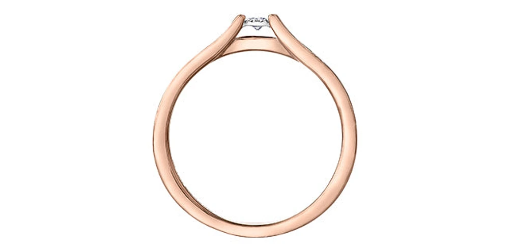 10K Rose Gold 0.10cttw Diamond Ring - Size 6.5