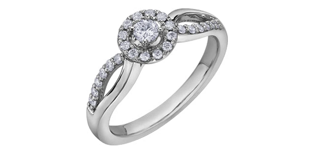 10K White Gold 0.30cttw Canadian Diamond Ring - Size 6.5