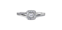 10K White Gold 0.30cttw Princess Cut Canadian Diamond Ring - Size 6.5