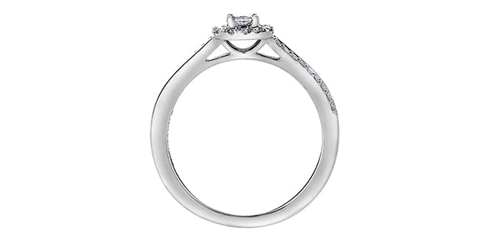 10K White Gold 0.30cttw Princess Cut Canadian Diamond Ring - Size 6.5