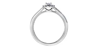 10K White Gold 0.30cttw Princess Cut Canadian Diamond Ring - Size 6.5